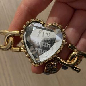 Betsey Johnson "Fly with me' Mirror Heart Bracelet